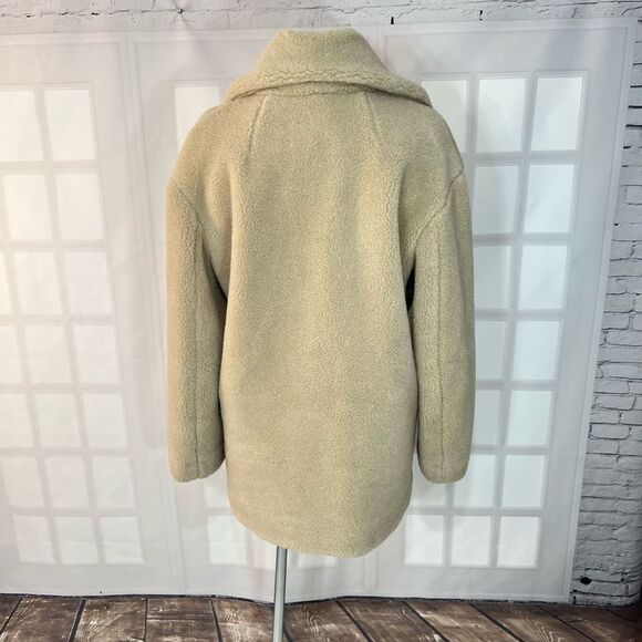 & Other Stories Cream Notch Lapel Mid Length Teddy Pea Coat Size 2 - Picture 6 of 10